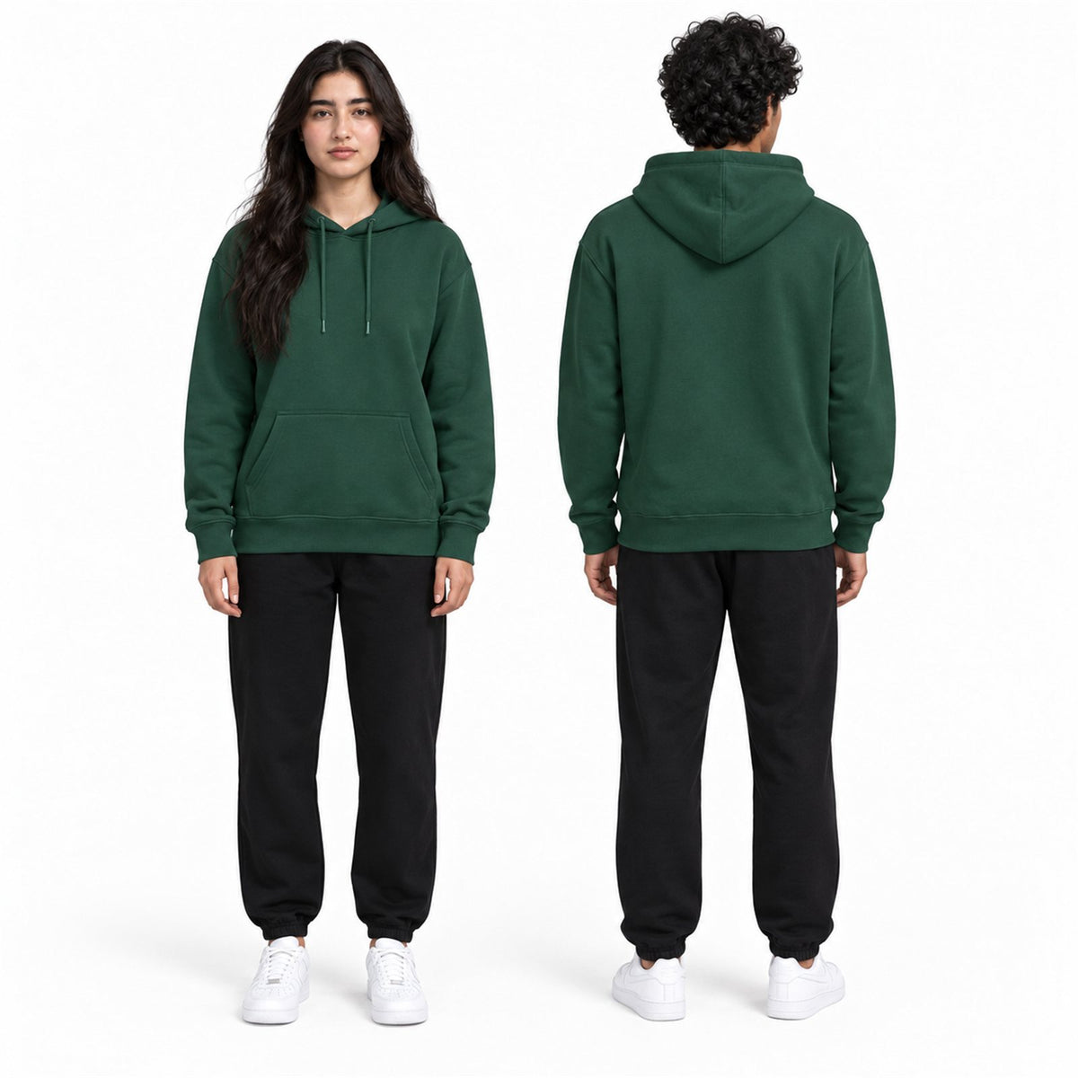 ACTYVE Alpine Green Hoodie - worn by models, front and back