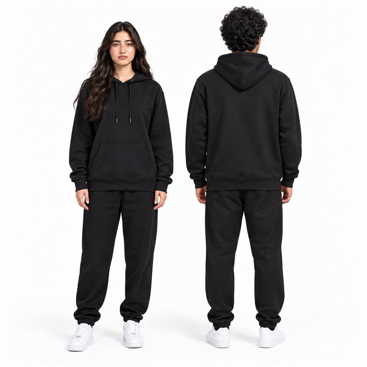 ACTYVE Black Hoodie - worn by models, front and back