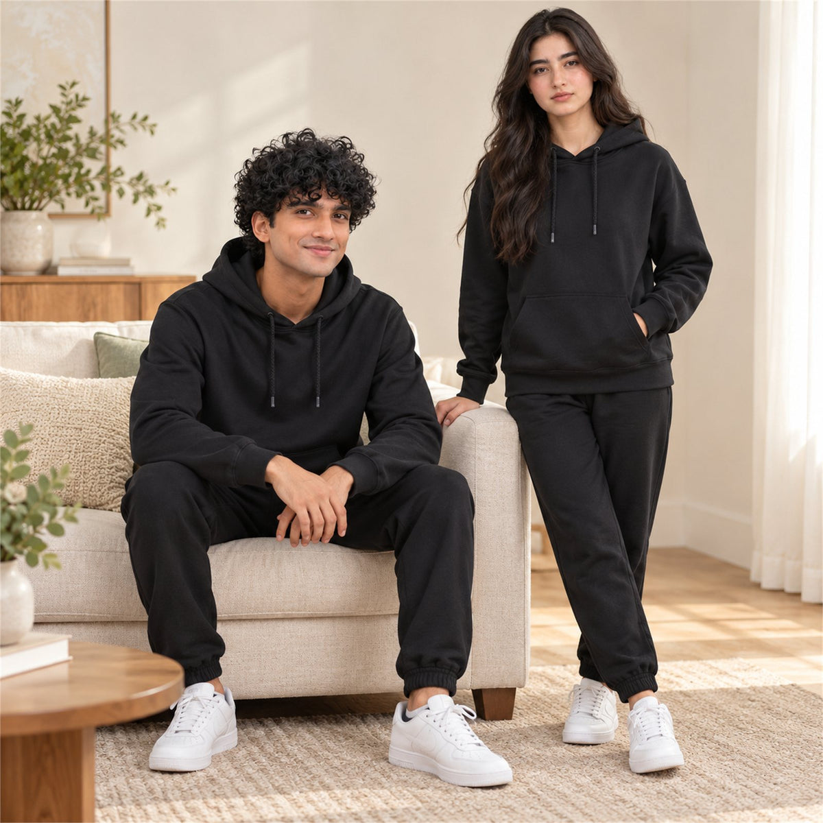 ACTYVE Black Hoodie - lifestyle photo at home