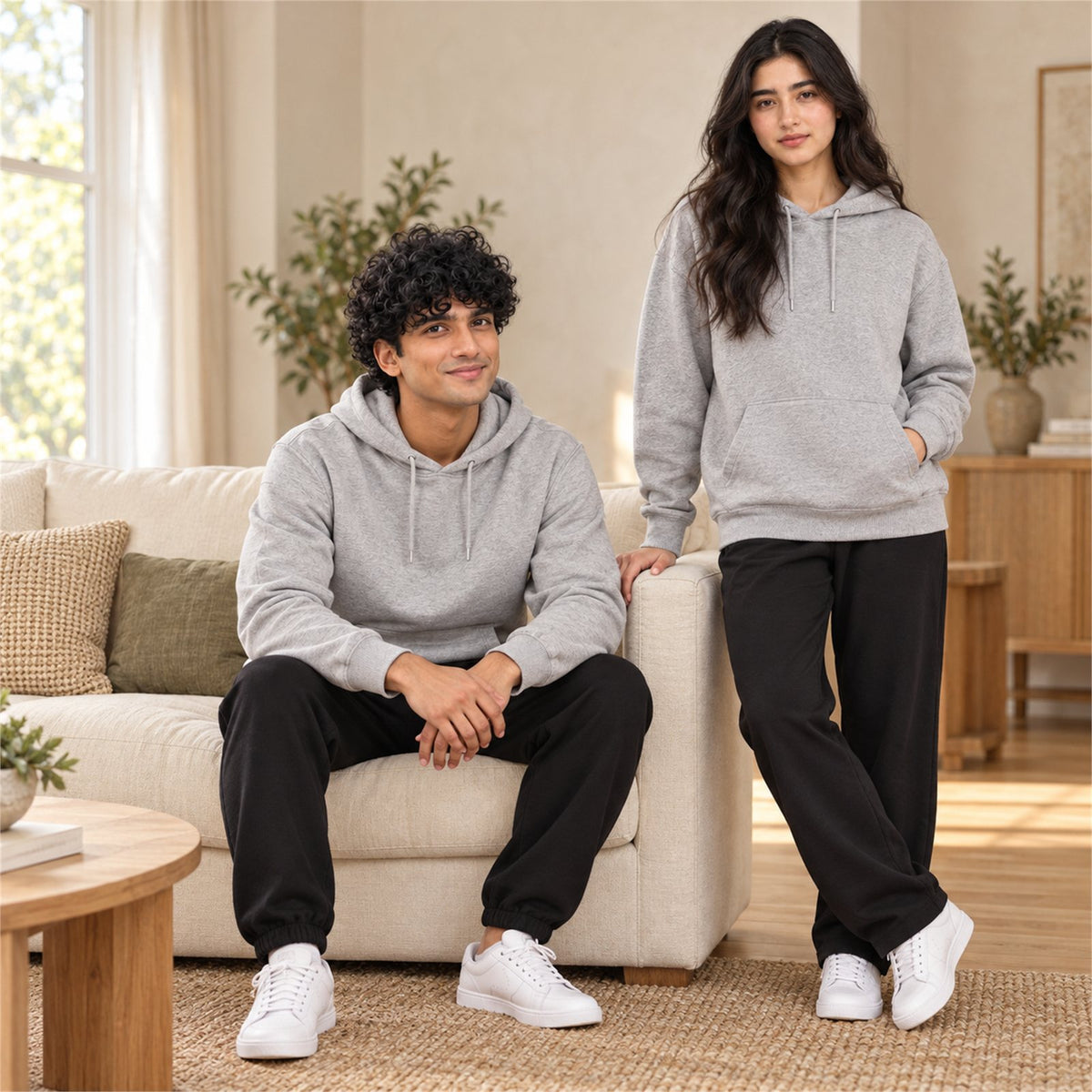ACTYVE Heather Gray Hoodie - lifestyle photo at home