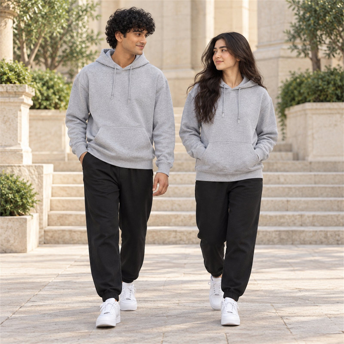 ACTYVE Heather Gray Hoodie - lifestyle photo outdoors