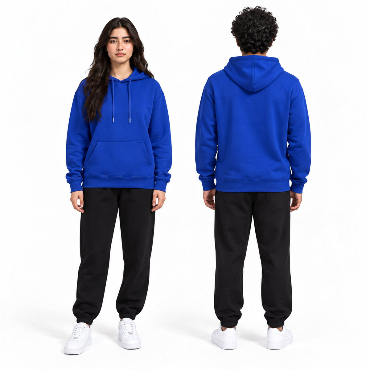 ACTYVE Royal Blue Hoodie - worn by models, front and back
