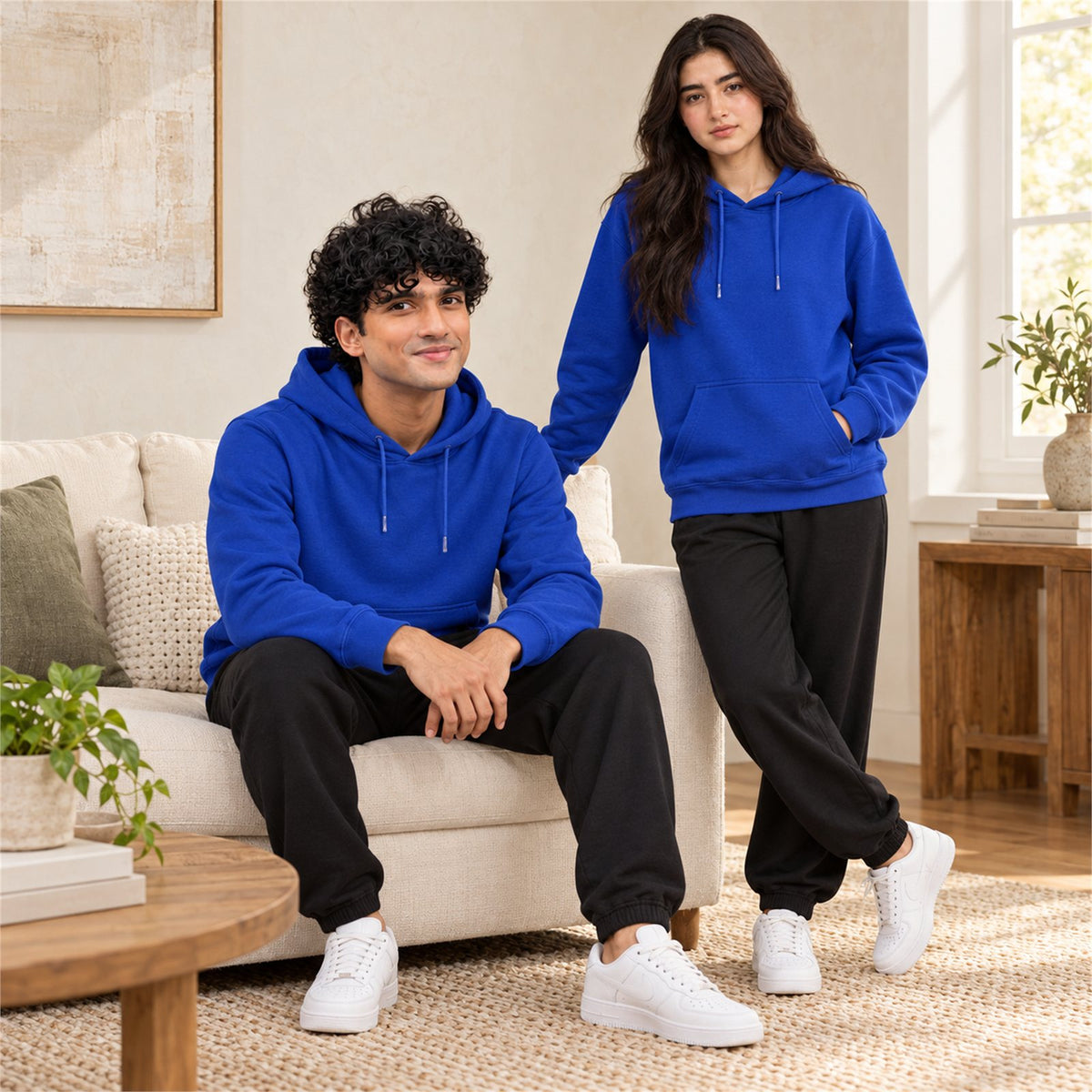 ACTYVE Royal Blue Hoodie - lifestyle photo at home