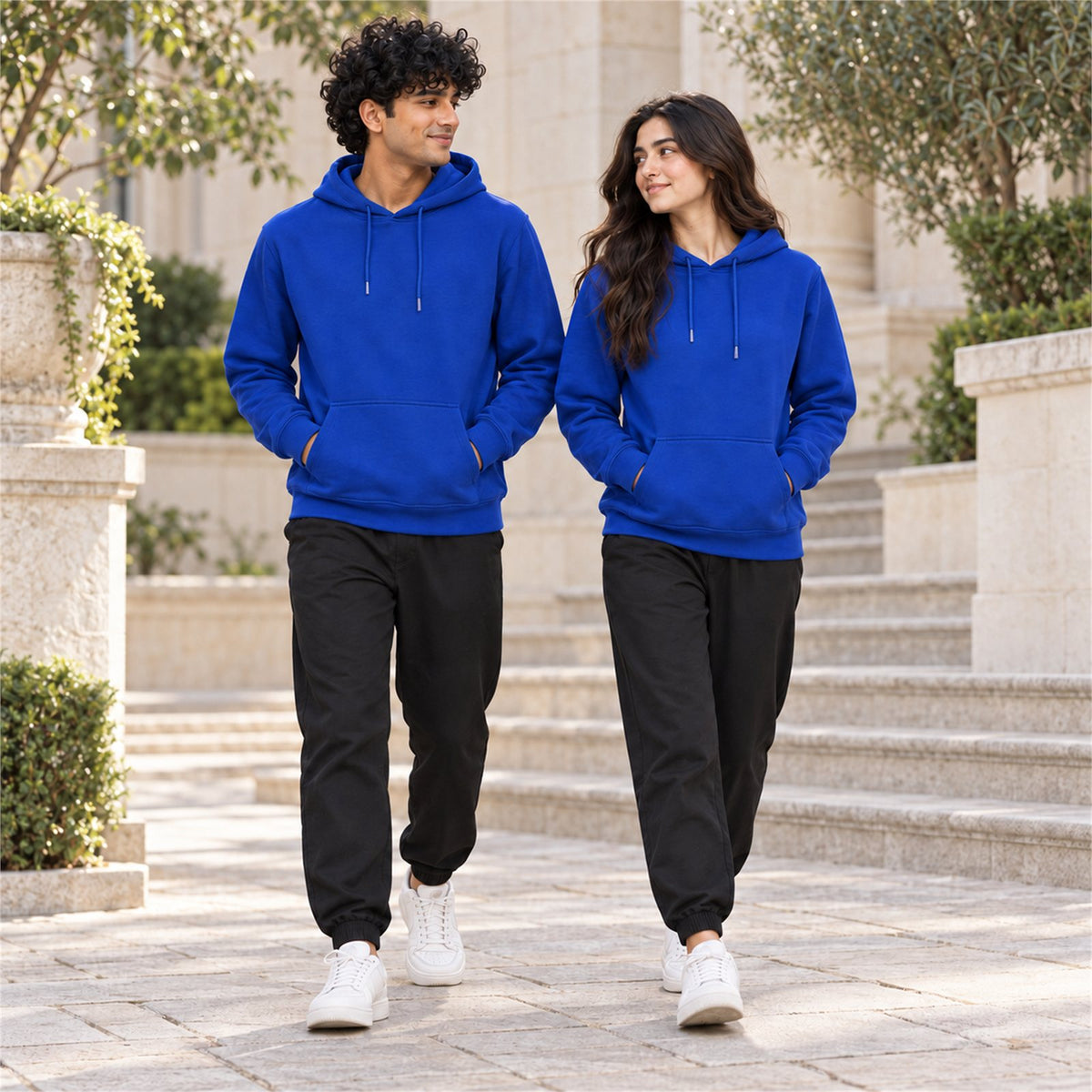 ACTYVE Royal Blue Hoodie - lifestyle photo outdoors