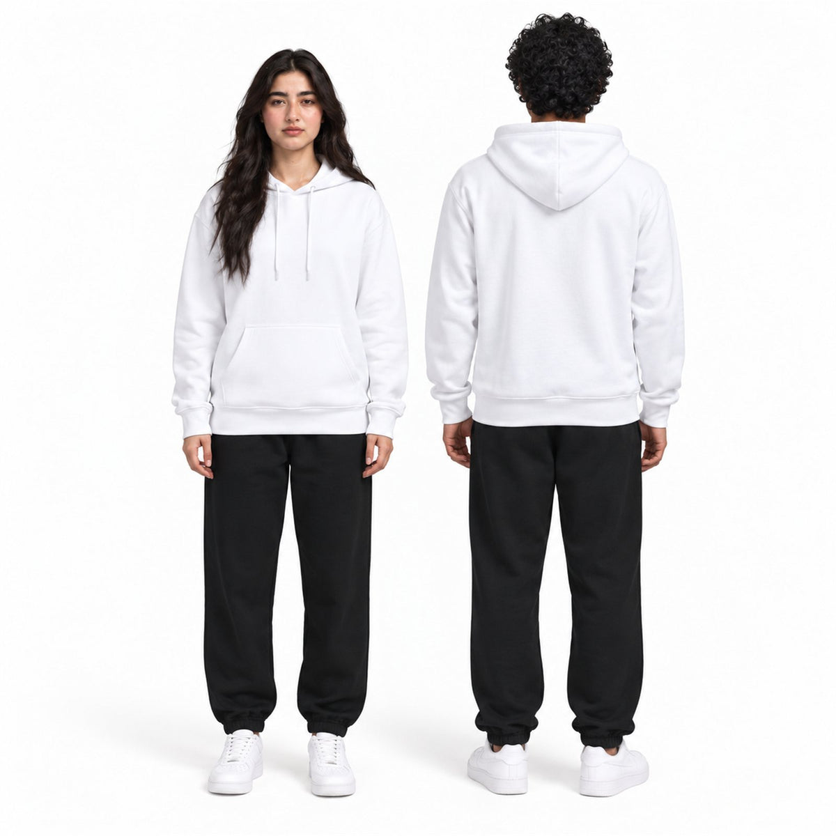 ACTYVE White Hoodie - worn by models, front and back