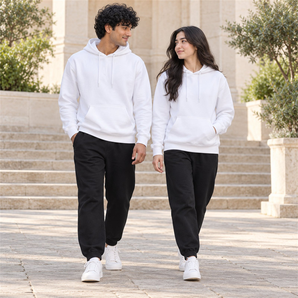ACTYVE White Hoodie - lifestyle photo outdoors