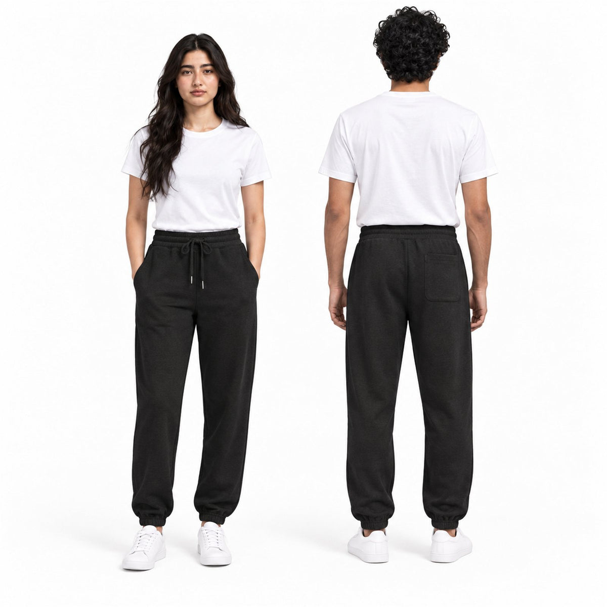 ACTYVE Black Joggers - worn by models, front and back
