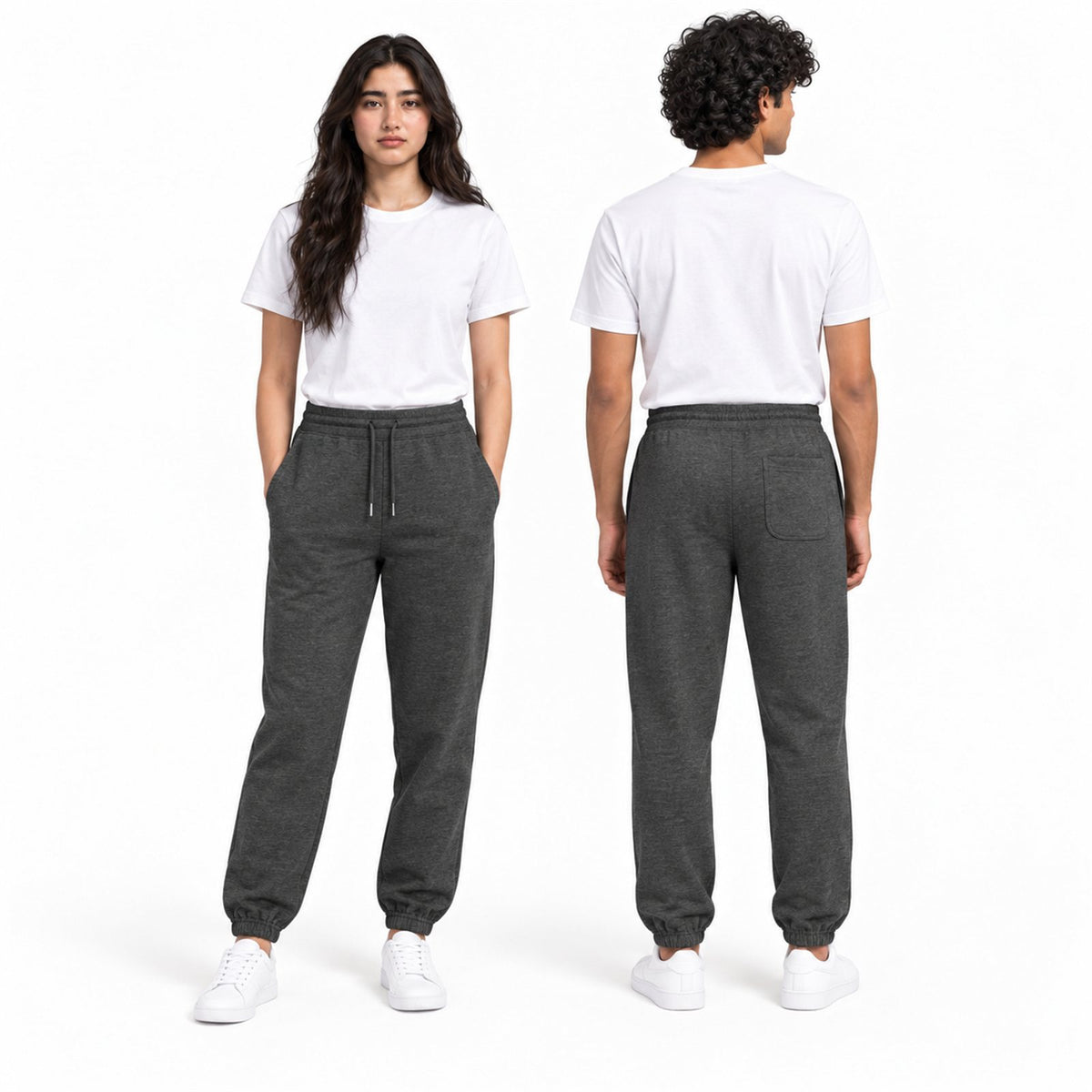 ACTYVE Carbon Gray Joggers - worn by models, front and back