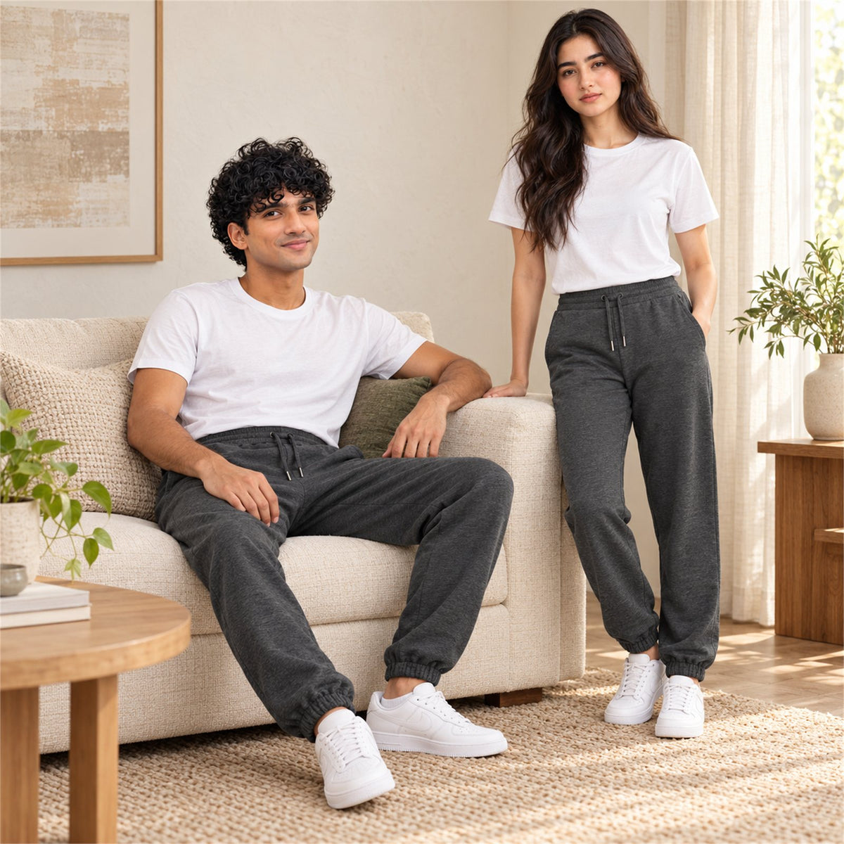 ACTYVE Carbon Gray Joggers - lifestyle photo at home
