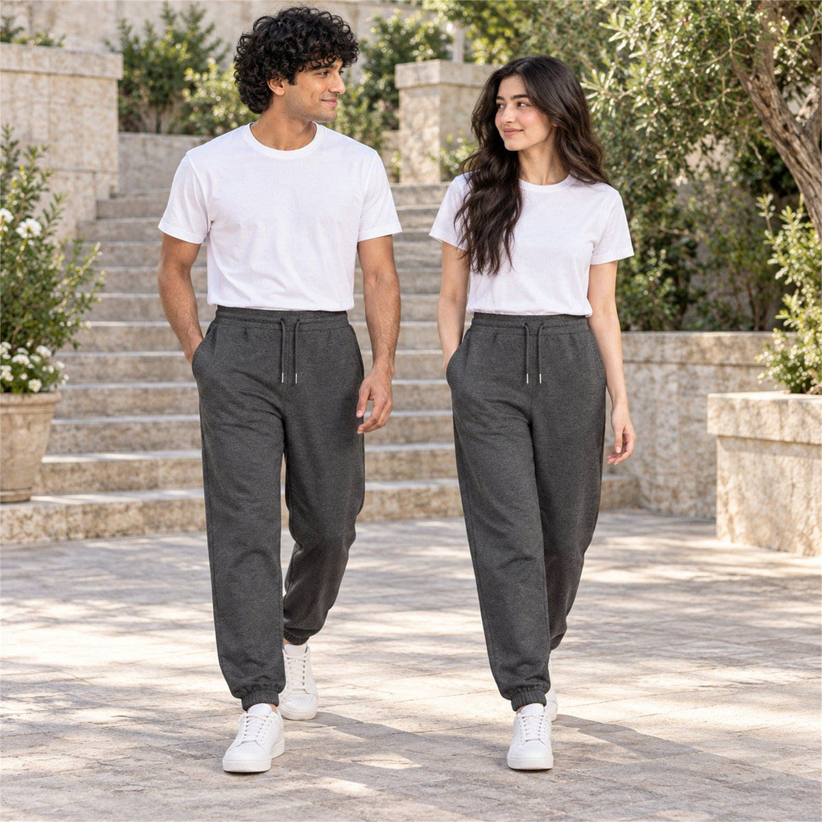ACTYVE Carbon Gray Joggers - lifestyle photo outdoors