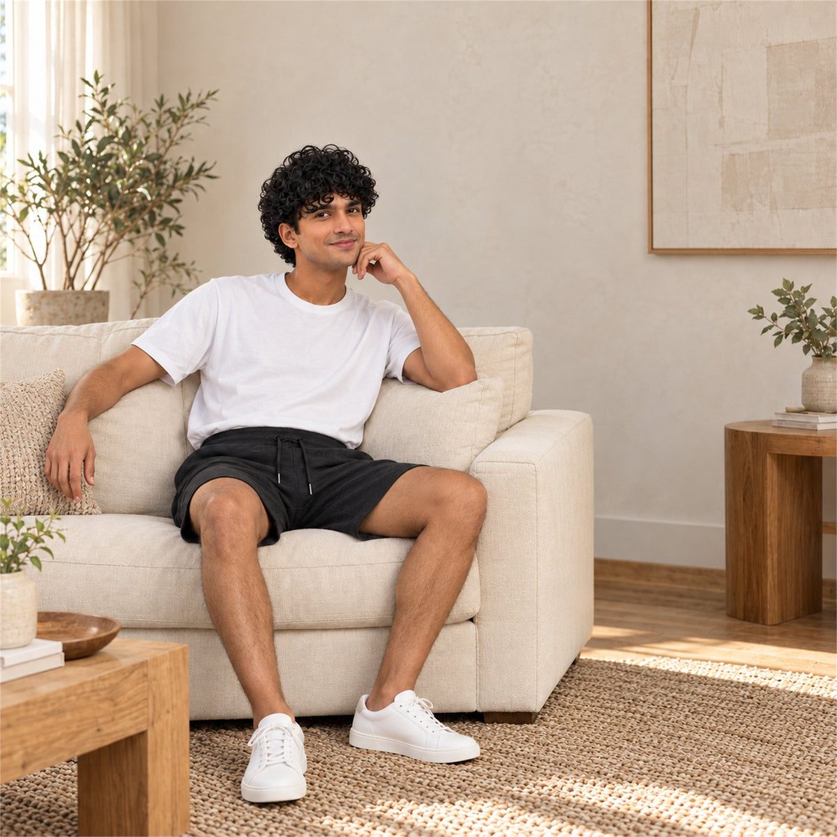 ACTYVE Black Shorts - lifestyle photo at home