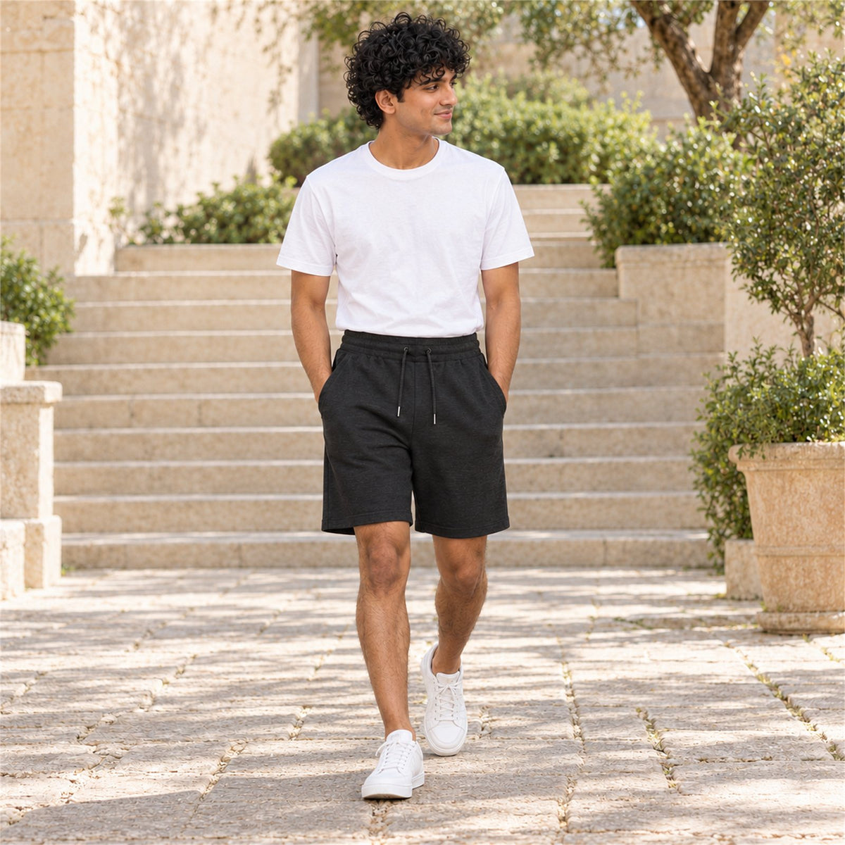 ACTYVE Black Shorts - lifestyle photo outdoors