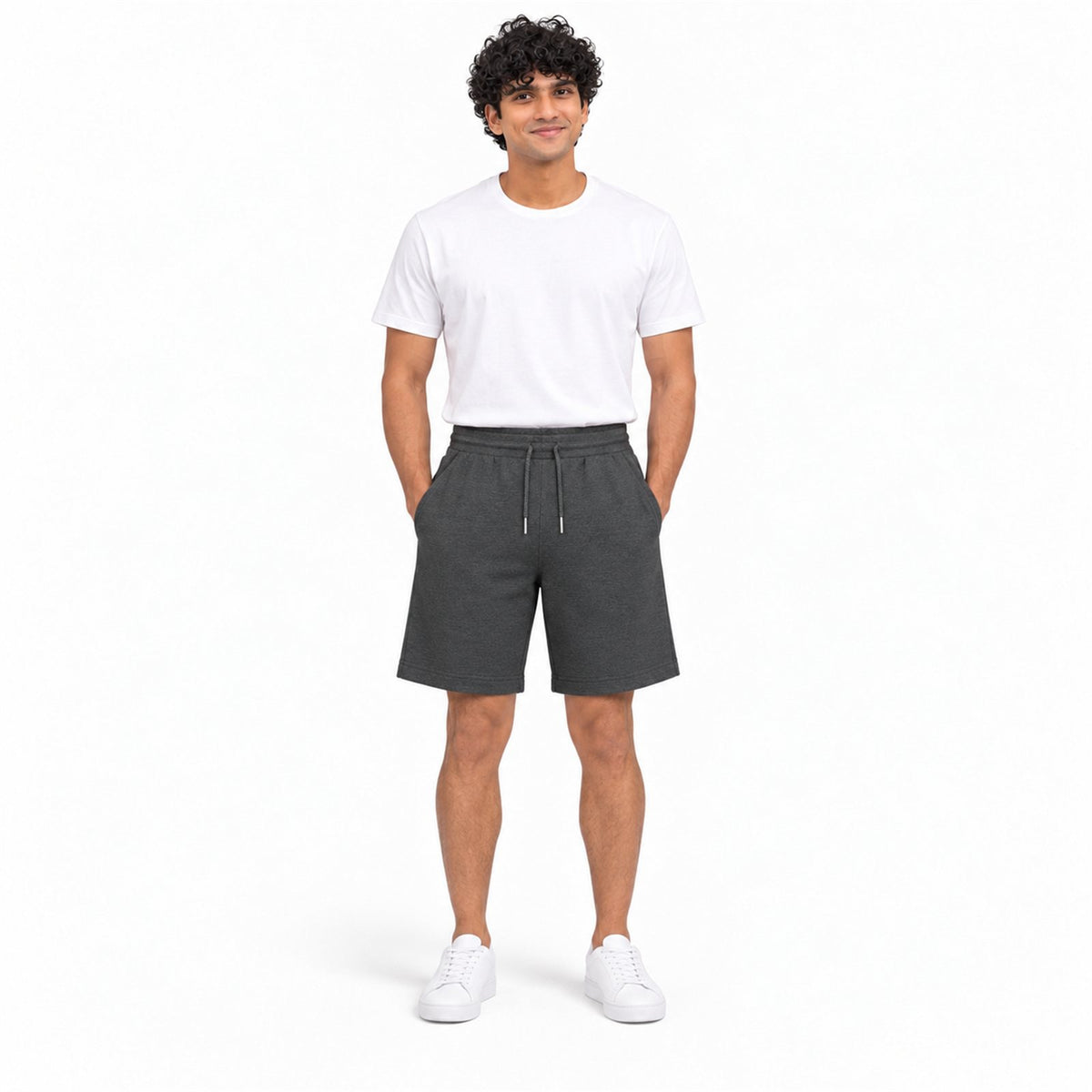 ACTYVE Carbon Gray Shorts - worn by models, front and back
