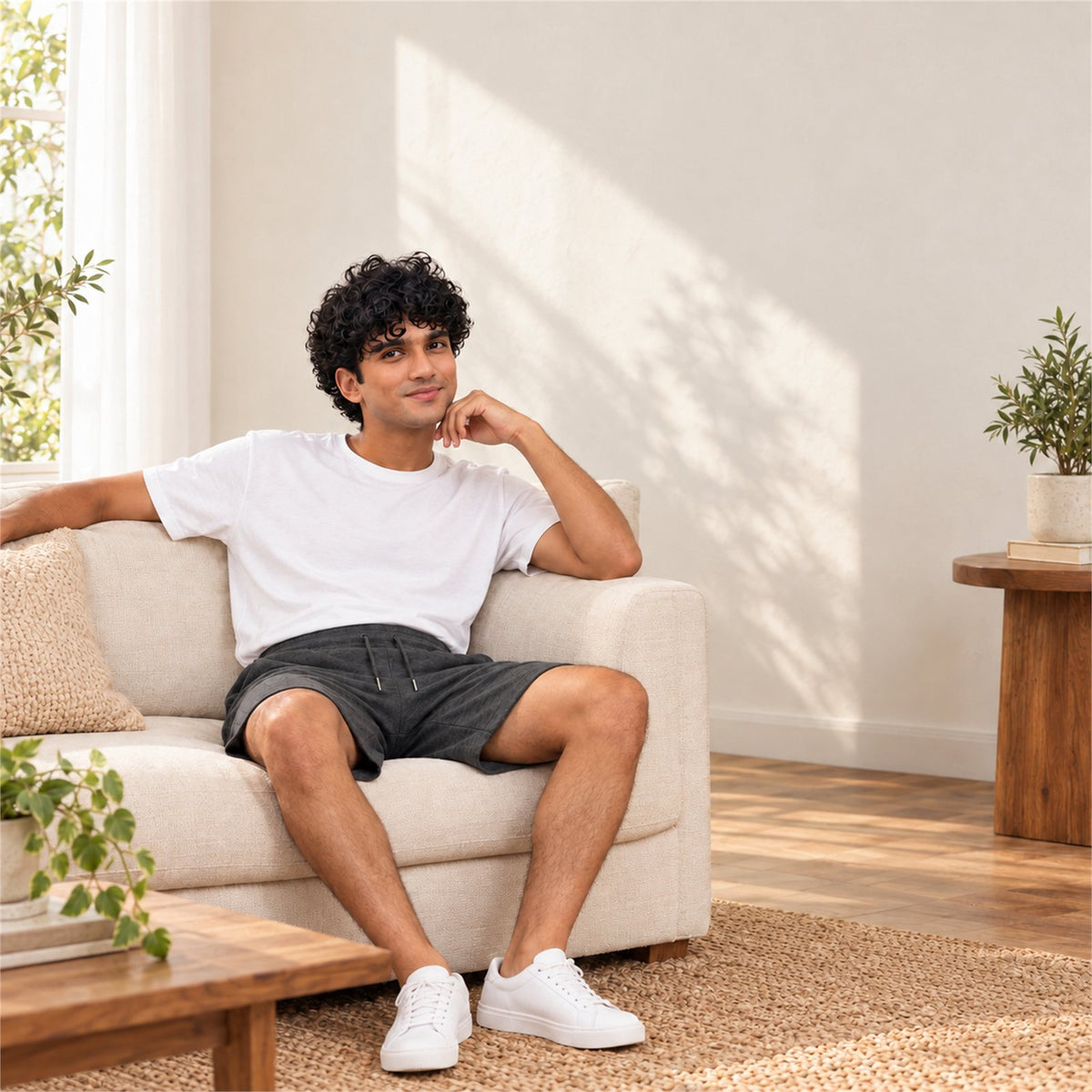 ACTYVE Carbon Gray Shorts - lifestyle photo at home