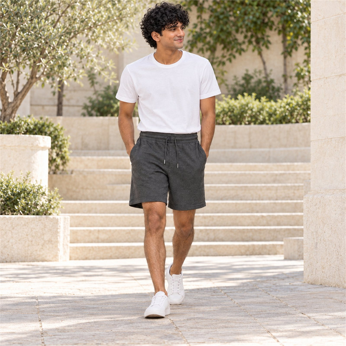ACTYVE Carbon Gray Shorts - lifestyle photo outdoors