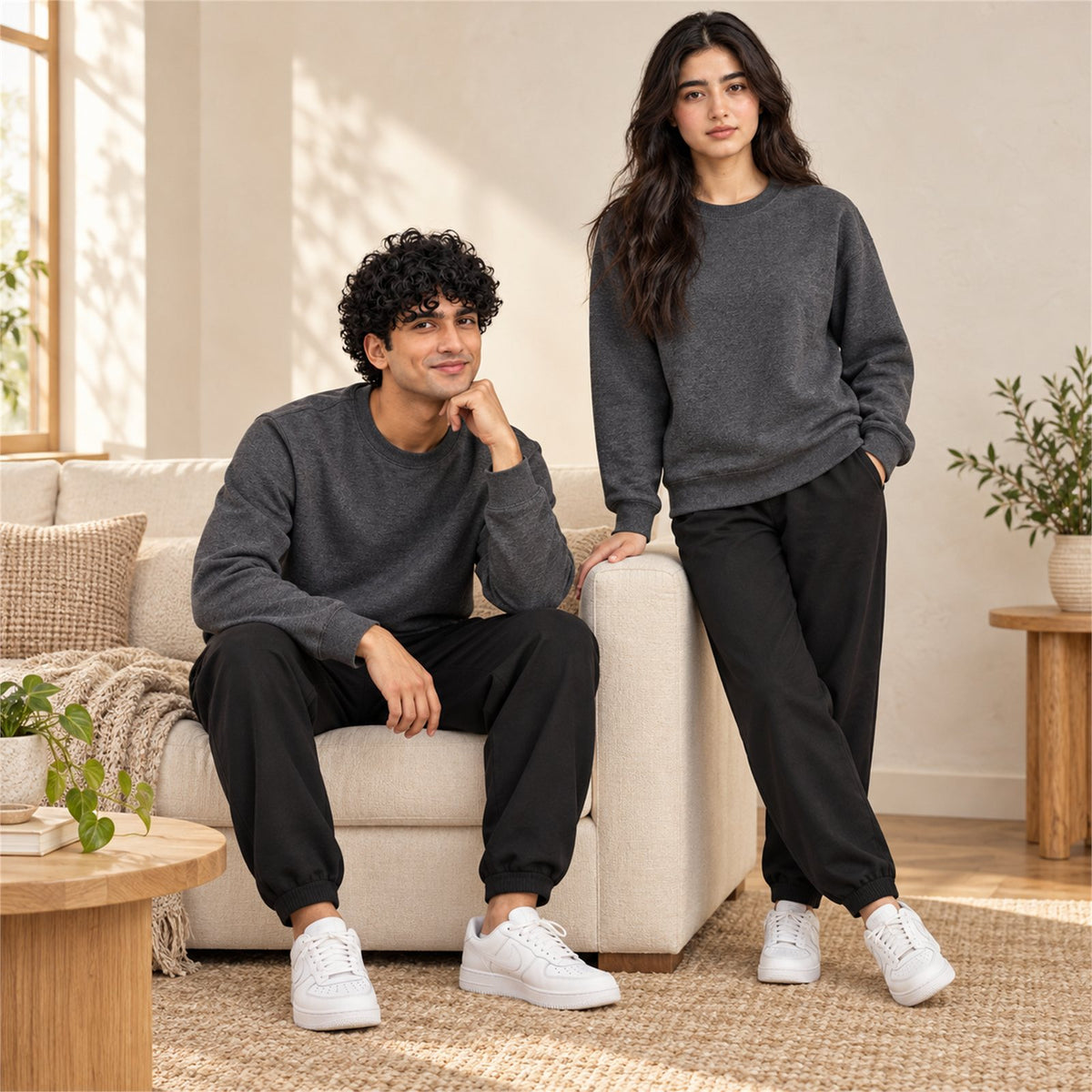 ACTYVE Charcoal Heather Sweatshirt - lifestyle photo at home