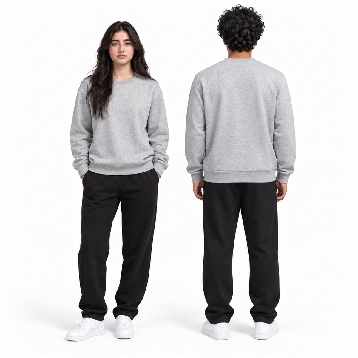 ACTYVE Heather Gray Sweatshirt - worn by models, front and back