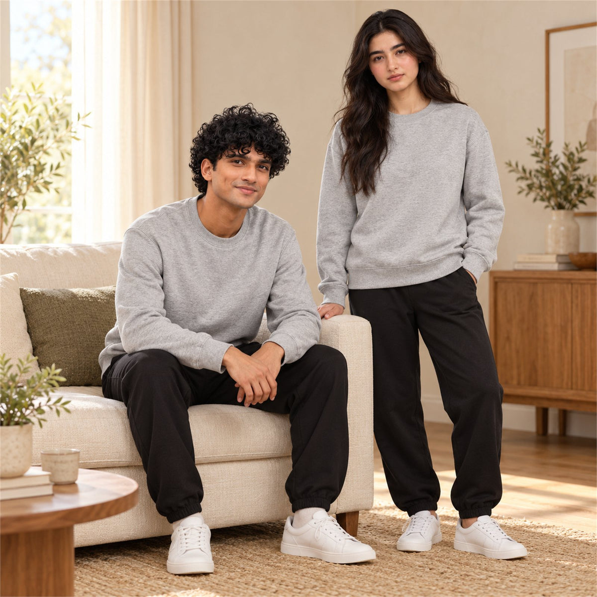 ACTYVE Heather Gray Sweatshirt - lifestyle photo at home
