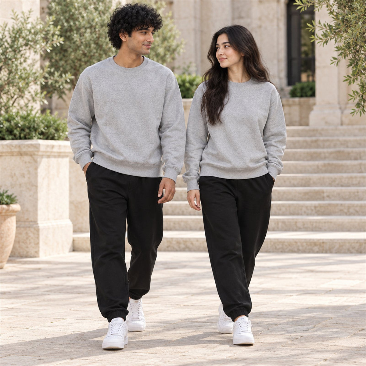 ACTYVE Heather Gray Sweatshirt - lifestyle photo outdoors