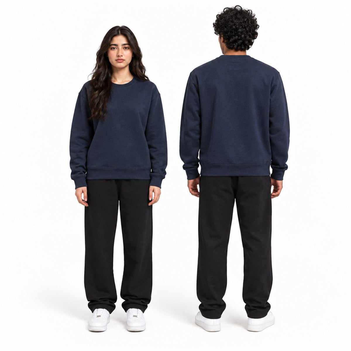 ACTYVE Navy Sweatshirt - worn by models, front and back