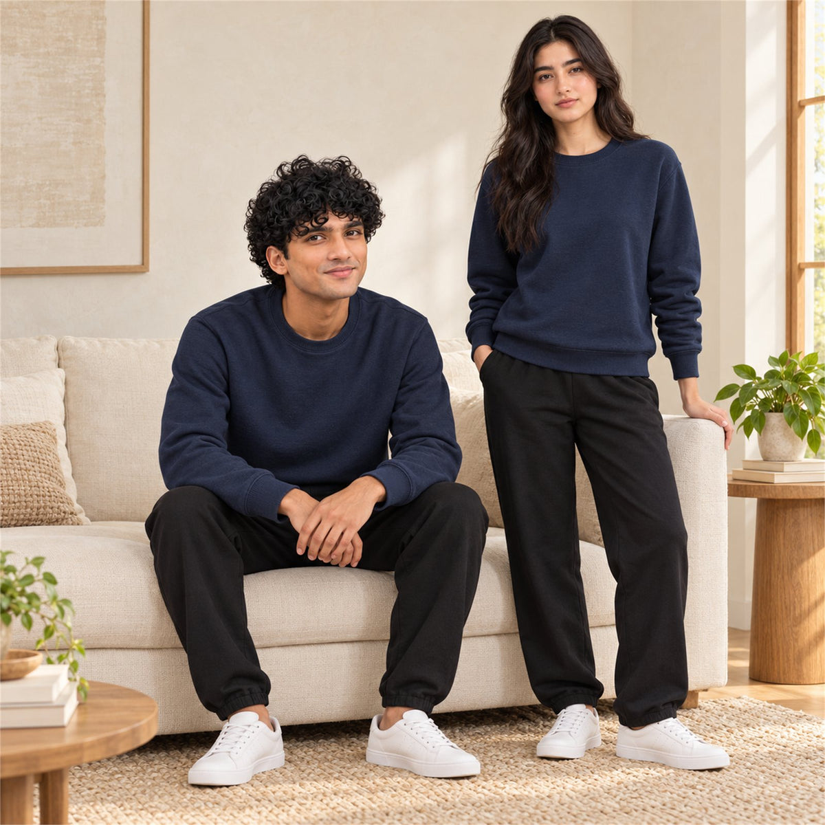 ACTYVE Navy Sweatshirt - lifestyle photo at home