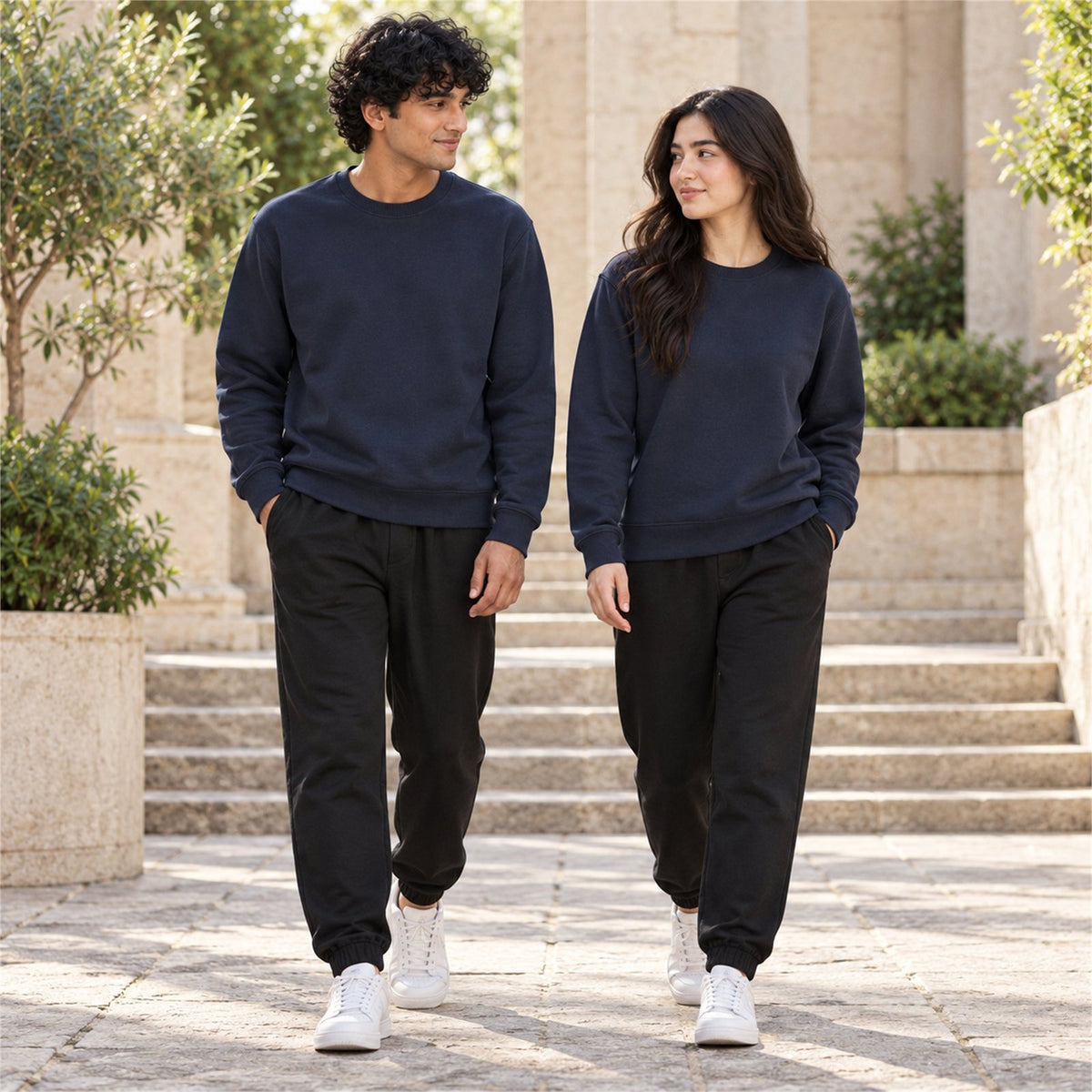 ACTYVE Navy Sweatshirt - lifestyle photo outdoors