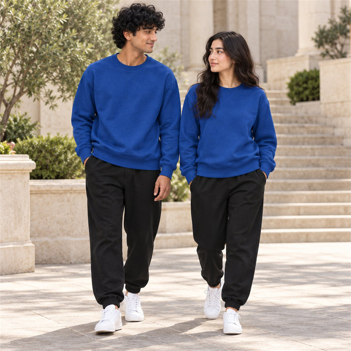 ACTYVE Royal Blue Sweatshirt - lifestyle photo outdoors