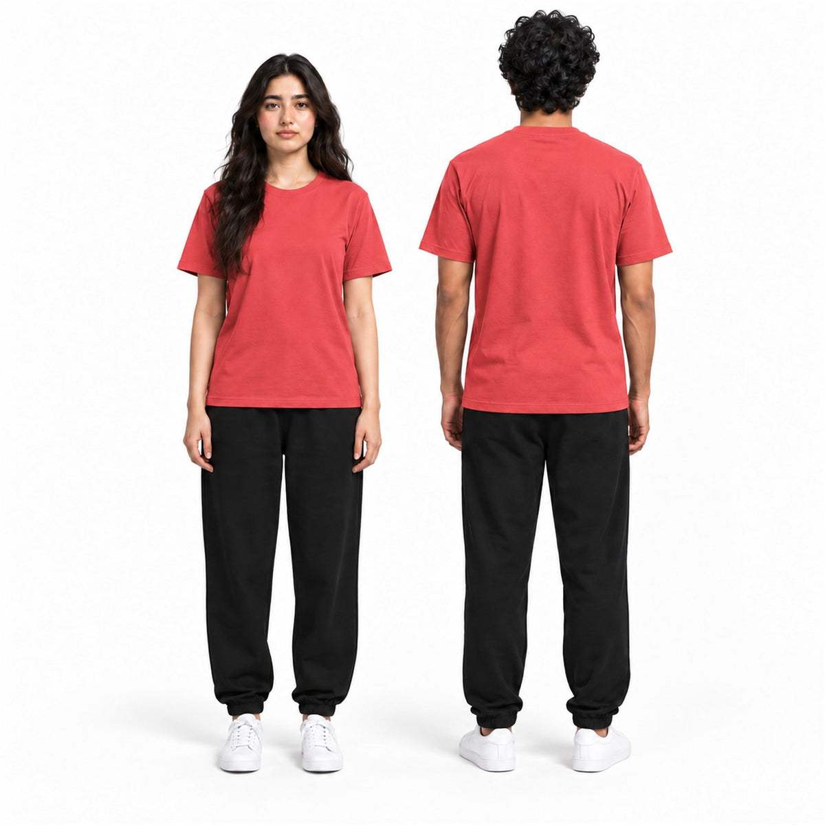 ACTYVE Coral Silk T-Shirt - worn by models, front and back