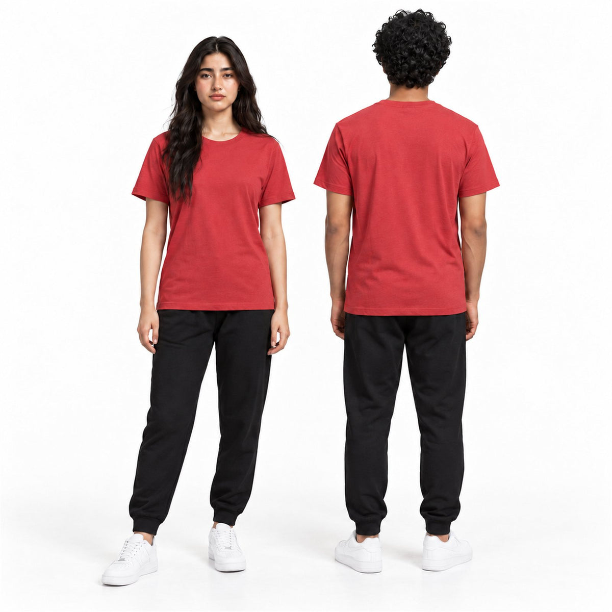 ACTYVE Red Heather T-Shirt - worn by models, front and back