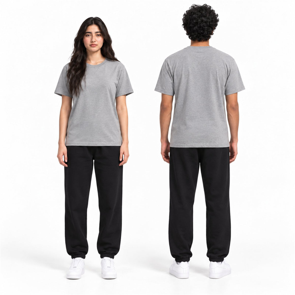 ACTYVE Sports Gray T-Shirt - worn by models, front and back